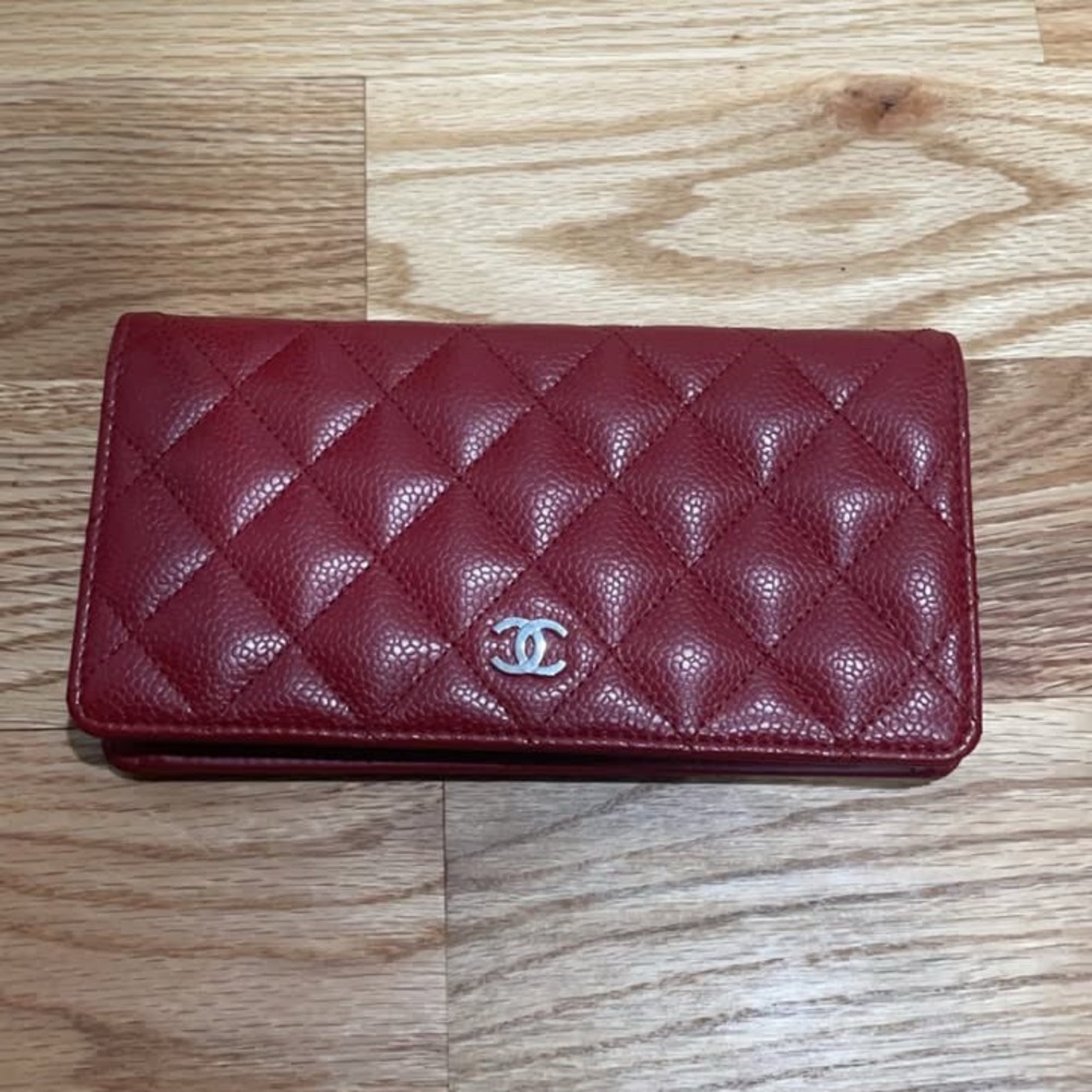 Chanel Red Quilted Leather Wallet